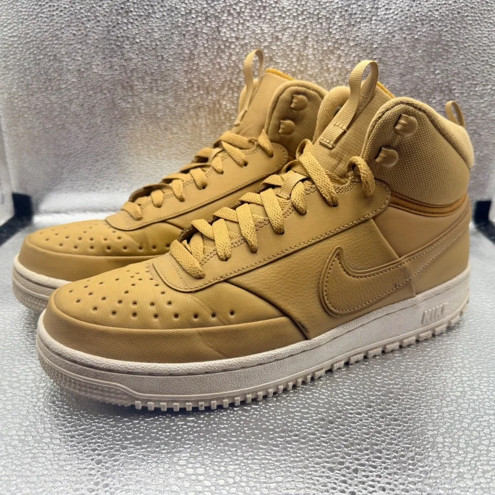 Size 9.5 Nike Court Vision Mid Winter Mens Wheat Gold Good DR7882-700 Sneakers